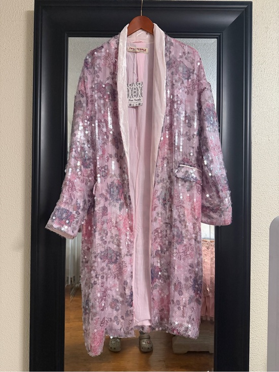 Free People Other - Free People Pink Sequin Floral Kimono Robe
